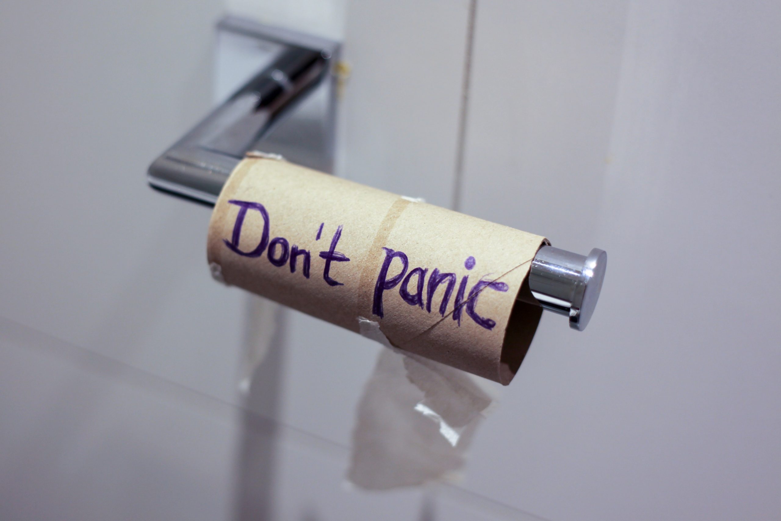Don't panic toilet paper roll signifying next steps